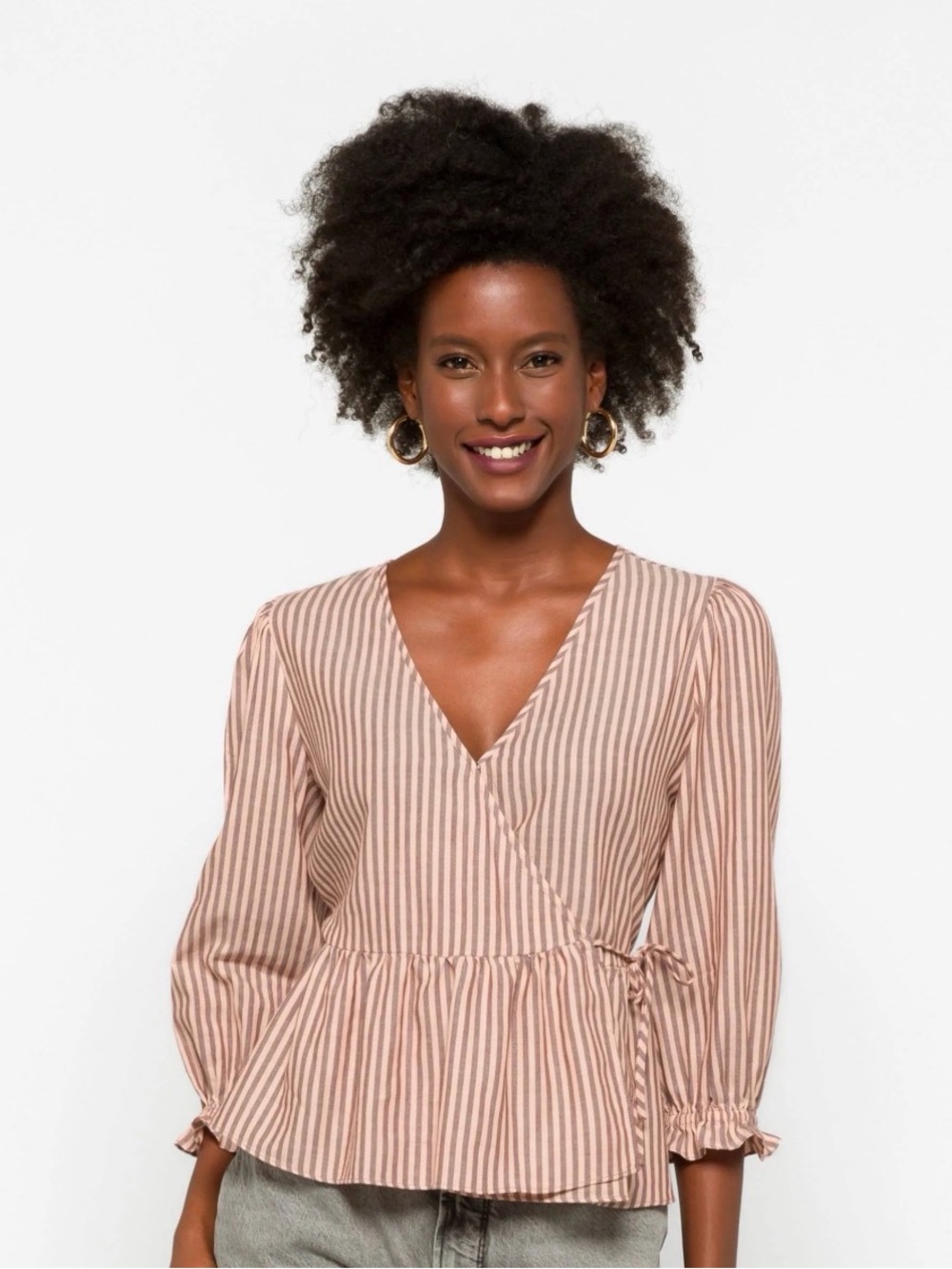 NWT Madewell Puff Sleeve Peplum Wrap Top